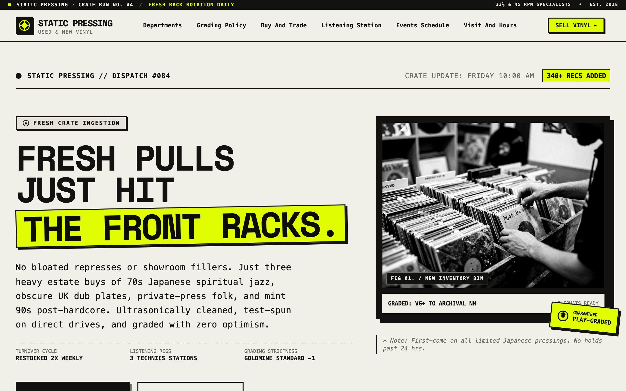 The record shop website example, built with Mr Create