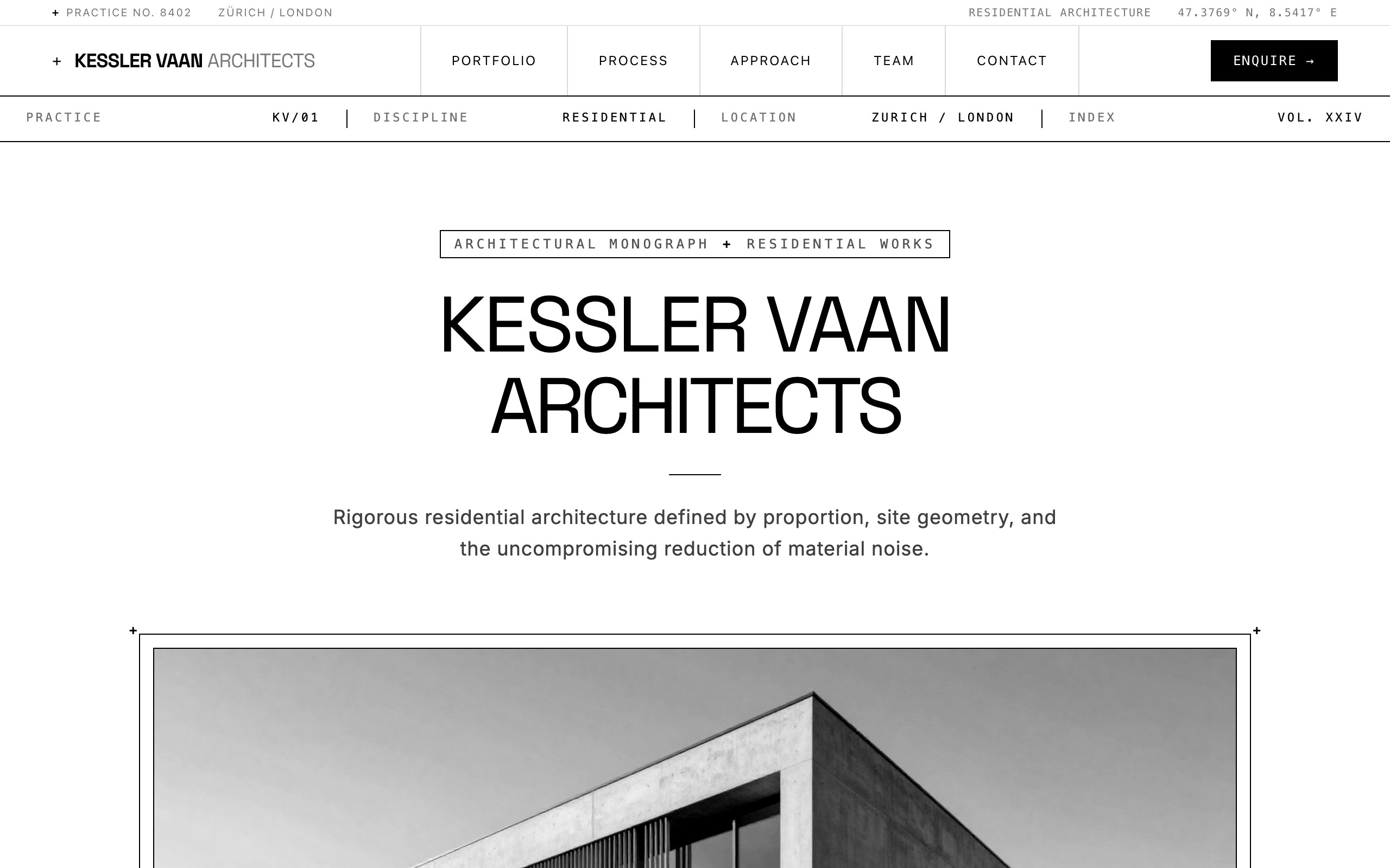 The architecture studio website example, built with Mr Create