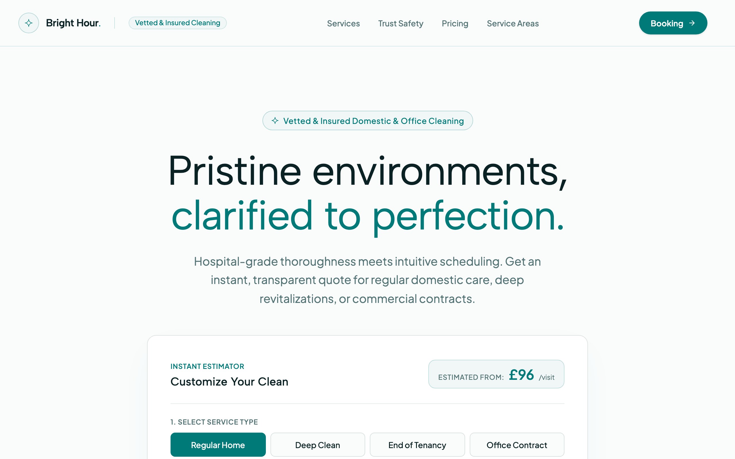 The cleaning service website example, built with Mr Create