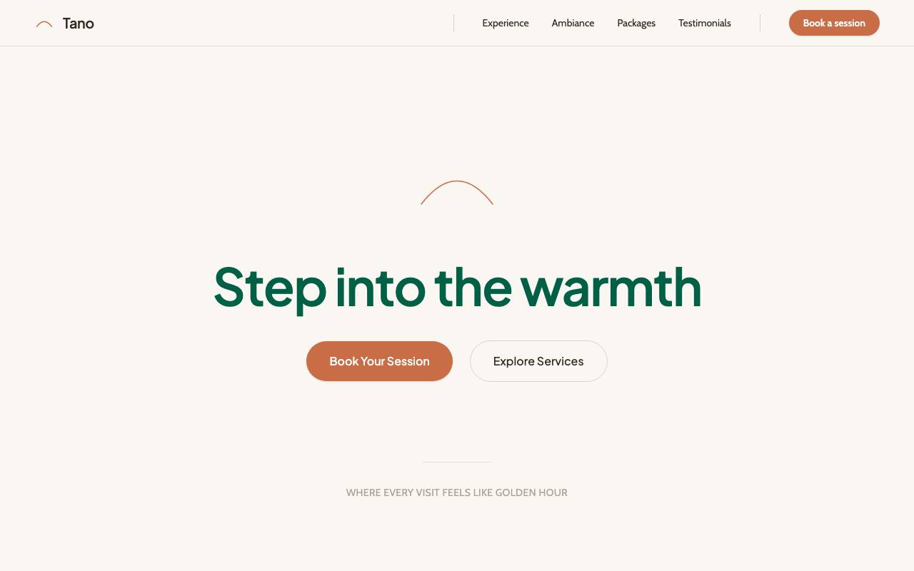Screenshot of Tano, a site built with Mr Create