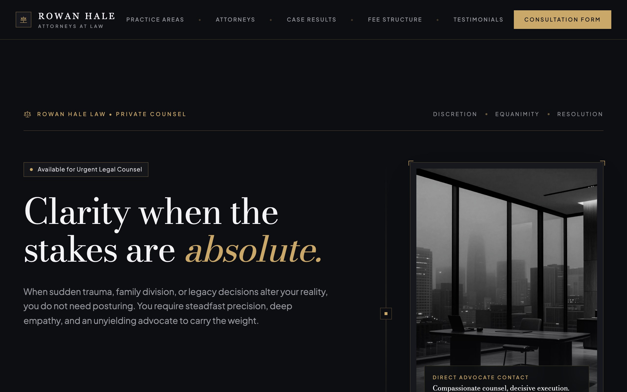 The law practice website example, built with Mr Create