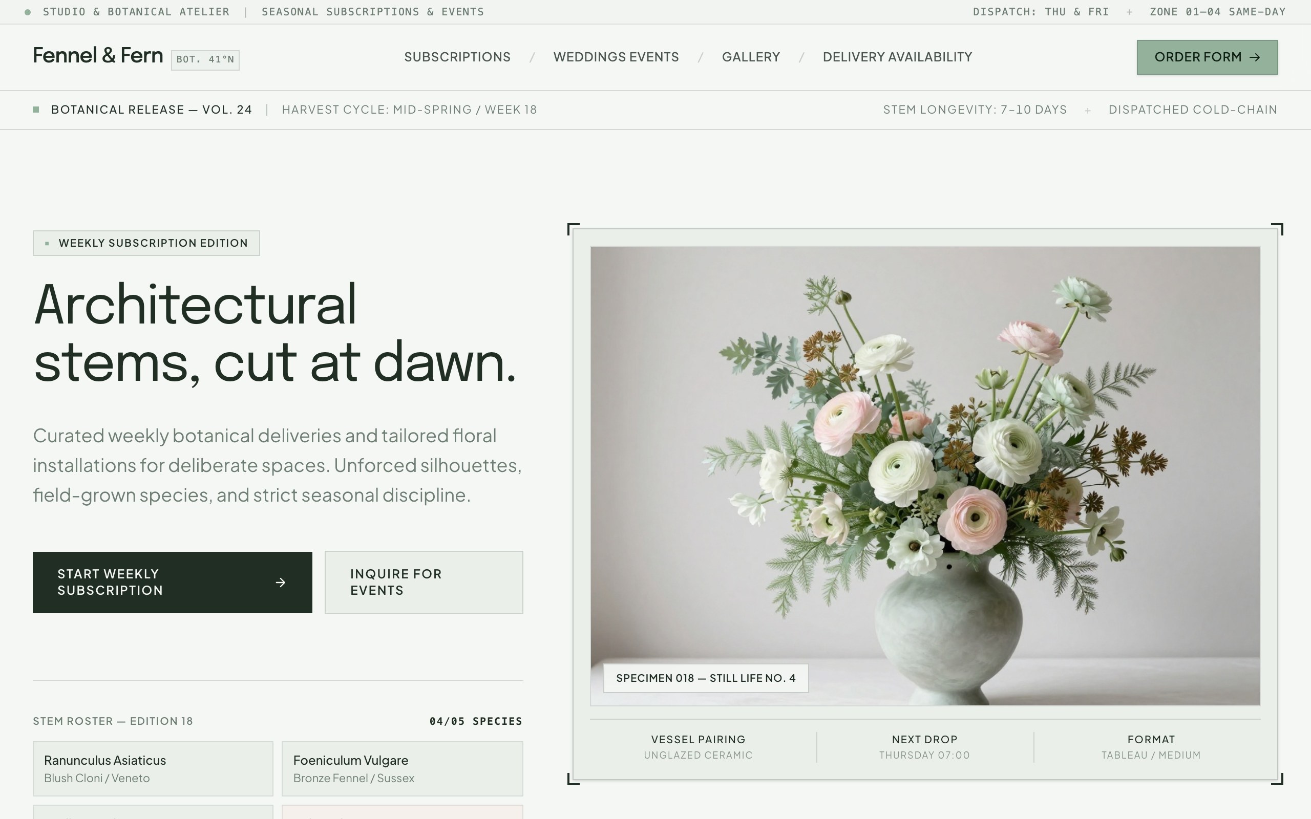 The florist website example, built with Mr Create
