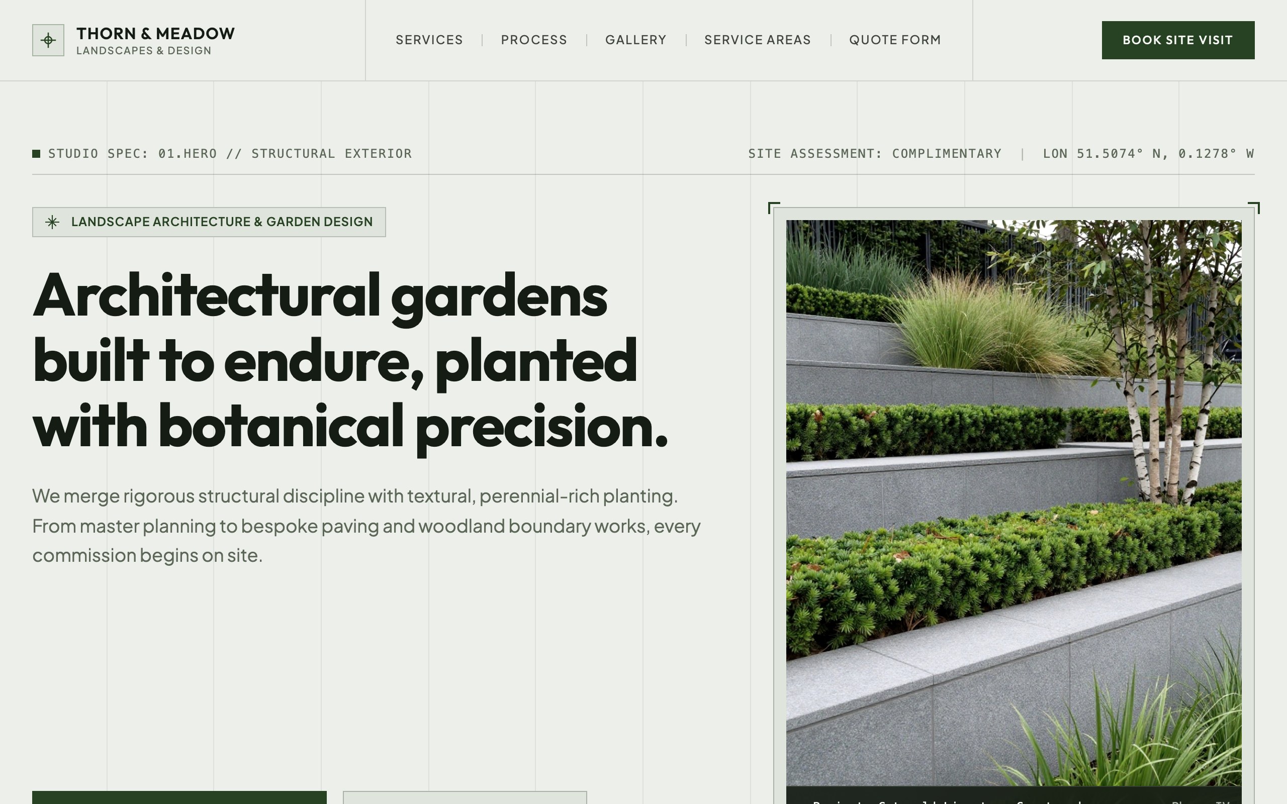 The landscaping website example, built with Mr Create