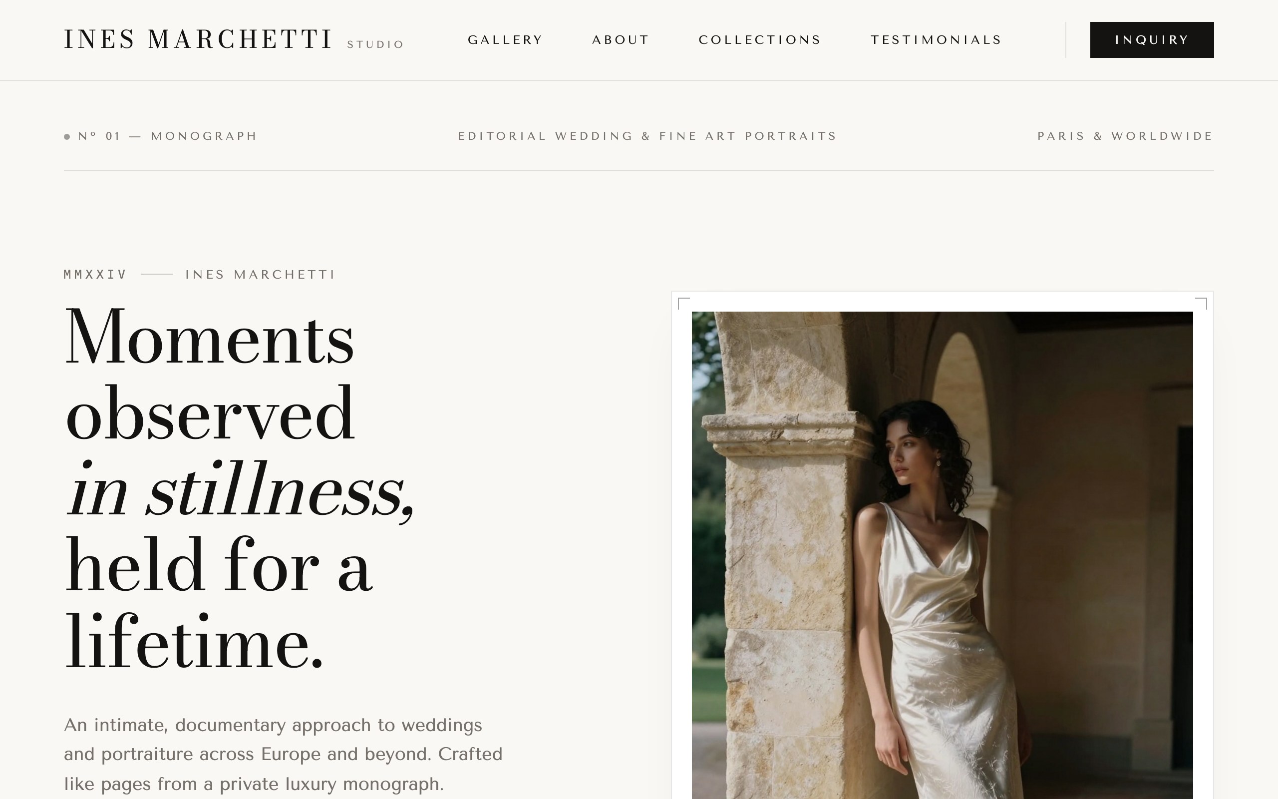 The photographer website example, built with Mr Create