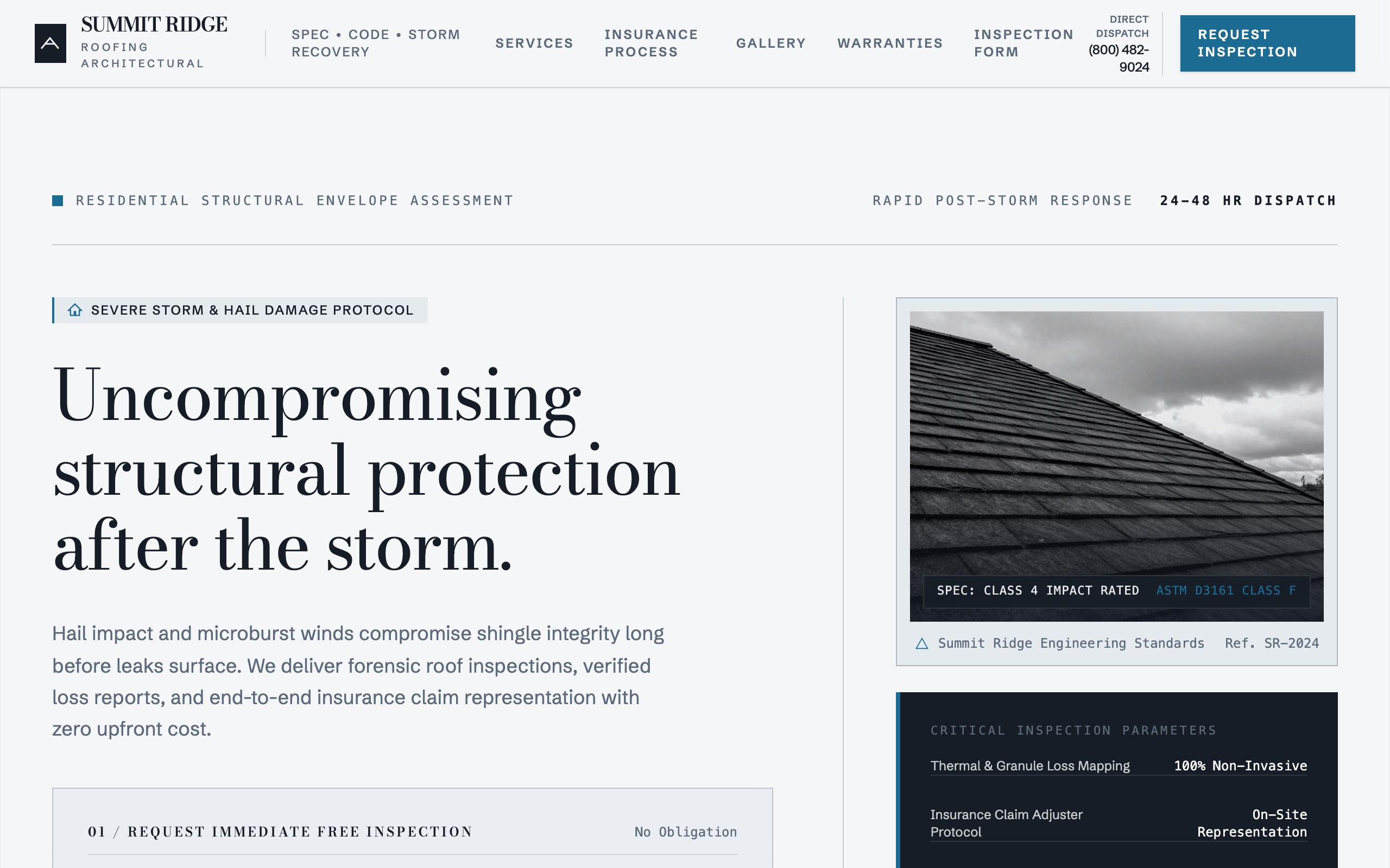 The roofing website example, built with Mr Create