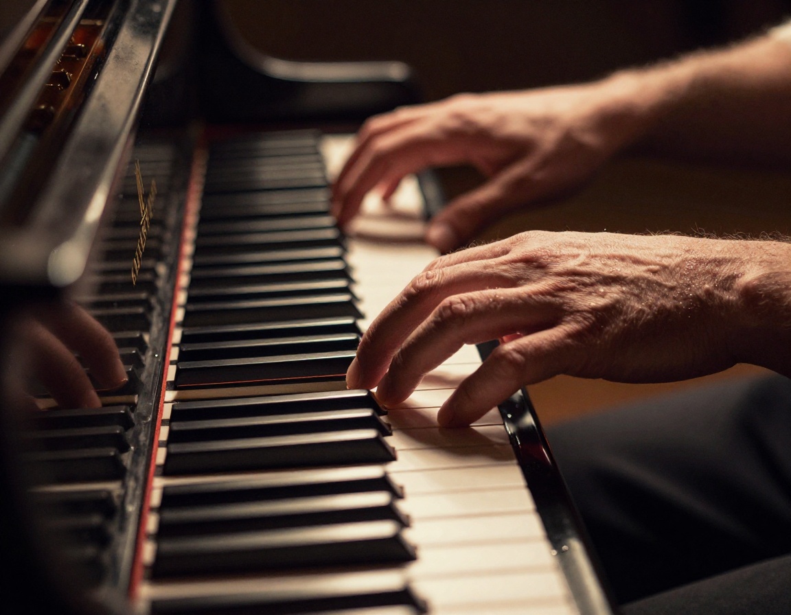 Concert pianist performing on grand piano