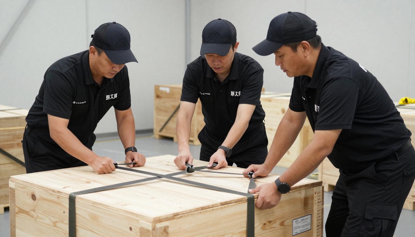 Ledger & Sons uniformed crew securing equipment