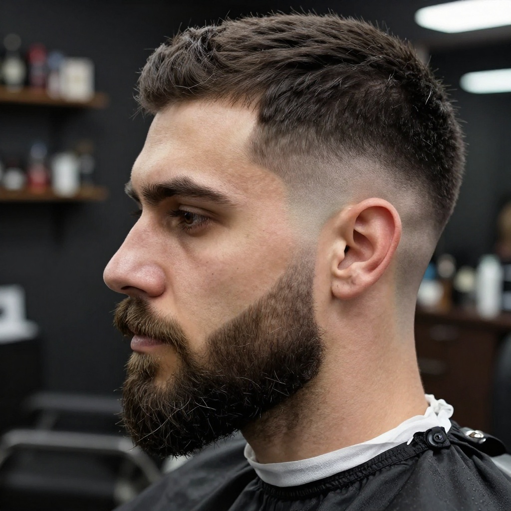 Sculpted beard with sharp cheek and neck geometry