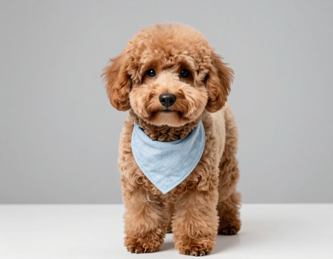 Mini Goldendoodle Milo after gentle scissor styling