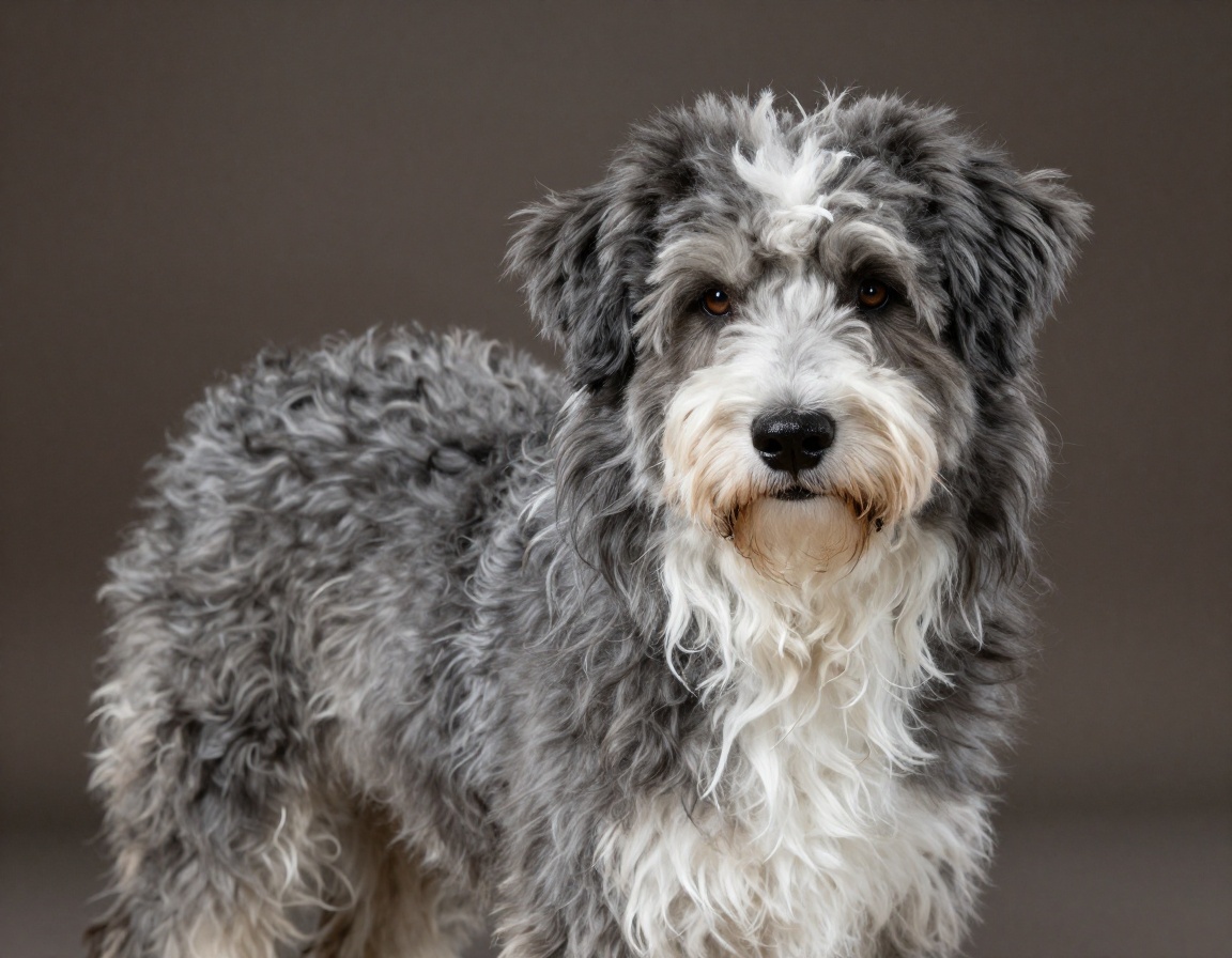 Barnaby the Old English Sheepdog before de-shed treatment