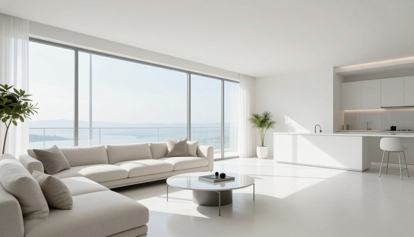 Bright and pristine modern living space filled with clean natural light