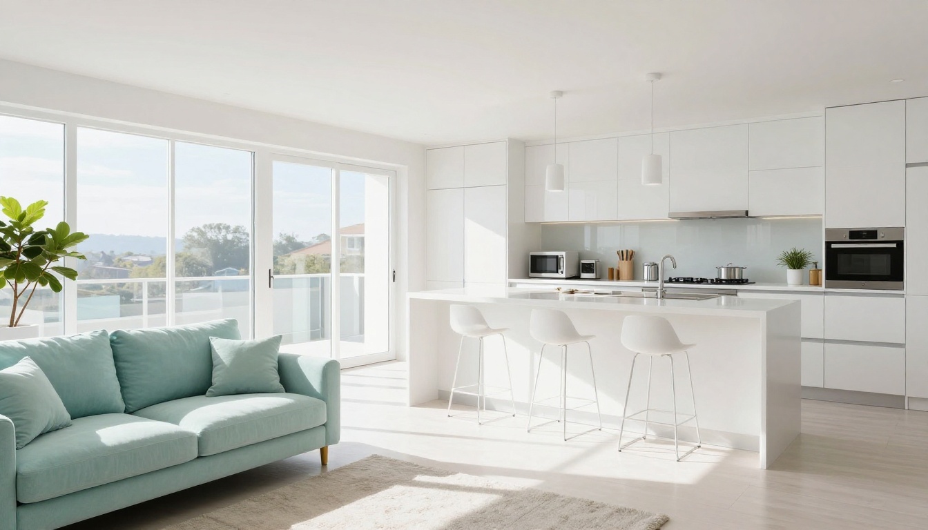 Pristine and sanitized open living space cleaned by Bright Hour
