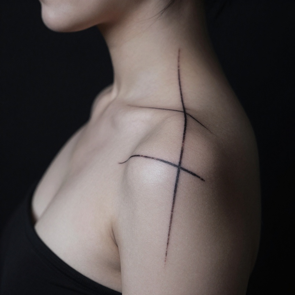 Architectural negative space line tattoo