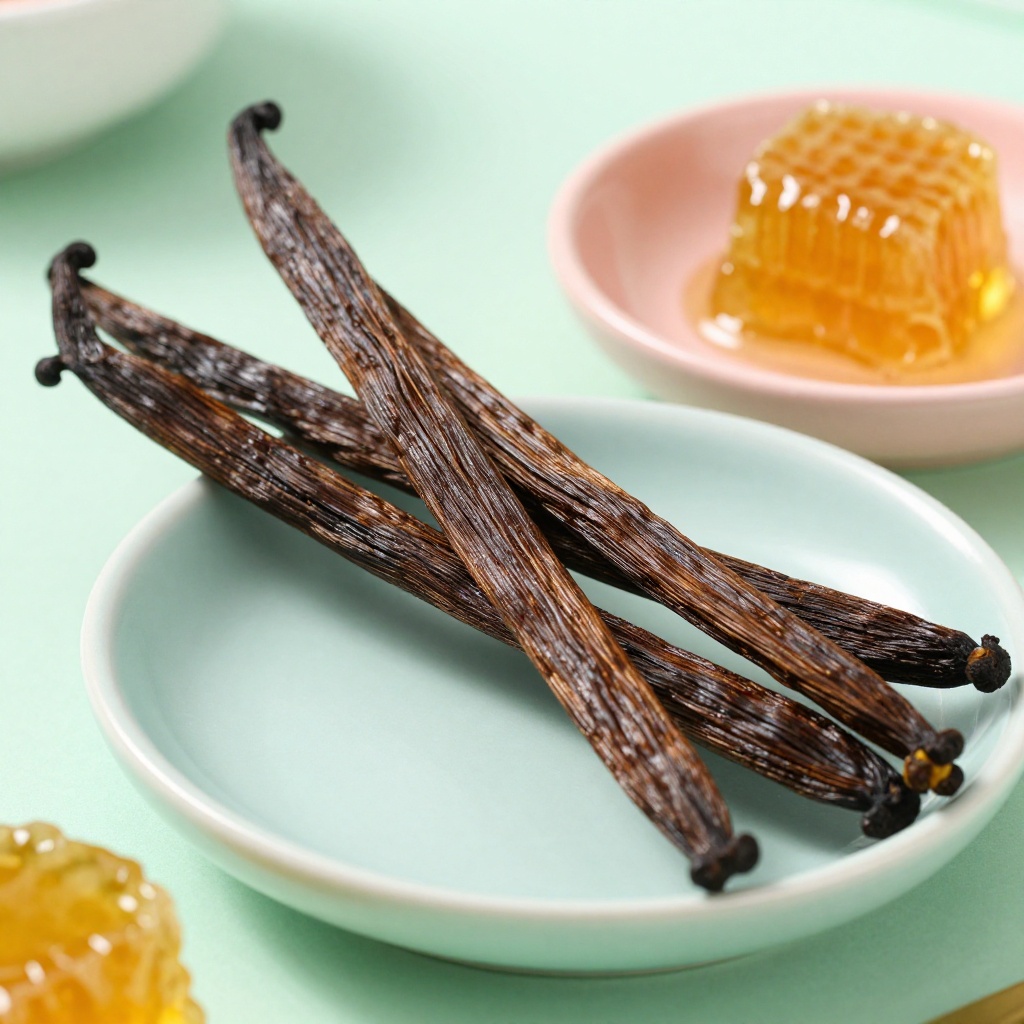 Madagascar vanilla beans and pure raw honeycomb