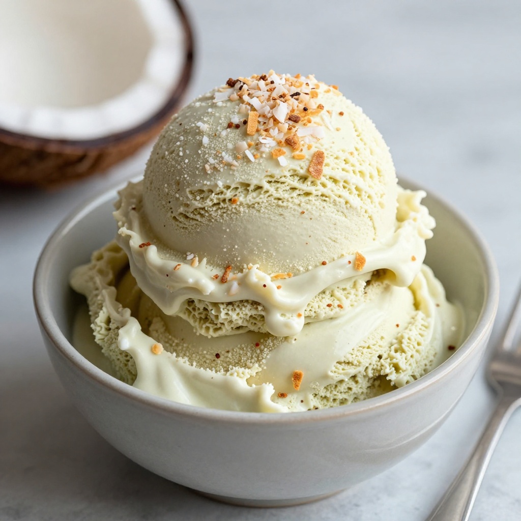Toasted Coconut & Uji Matcha scoop