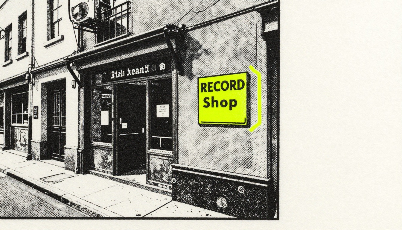Illustrated street map to Static Pressing record shop alley entrance