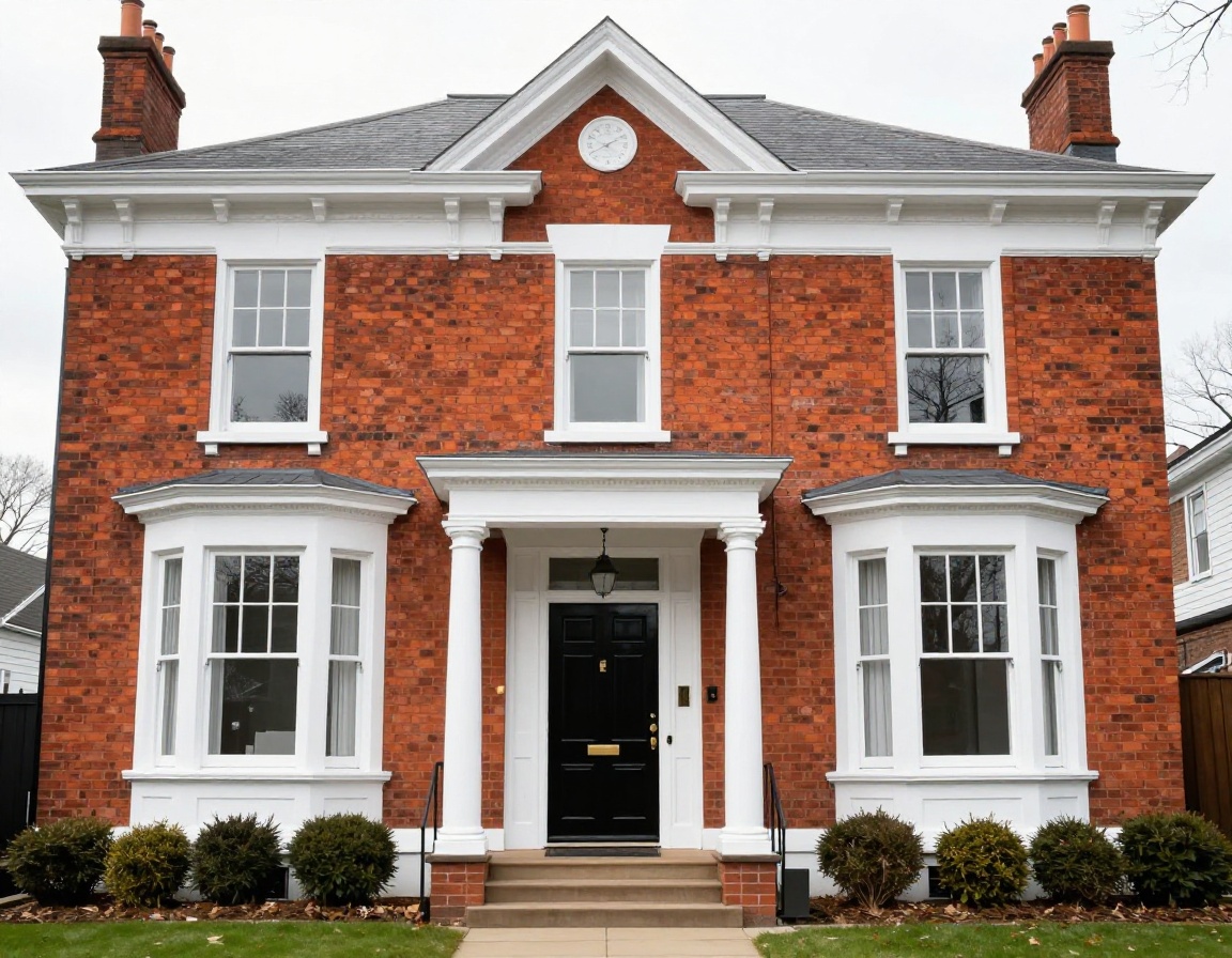 Victorian residential exterior with restored masonry and black gloss door