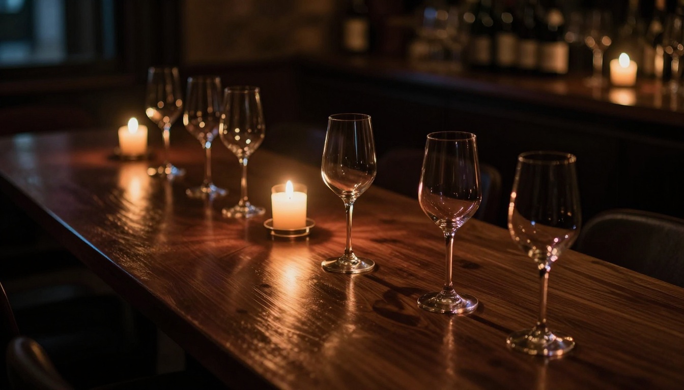 Candlelit salon tables at Vessel Wine Room