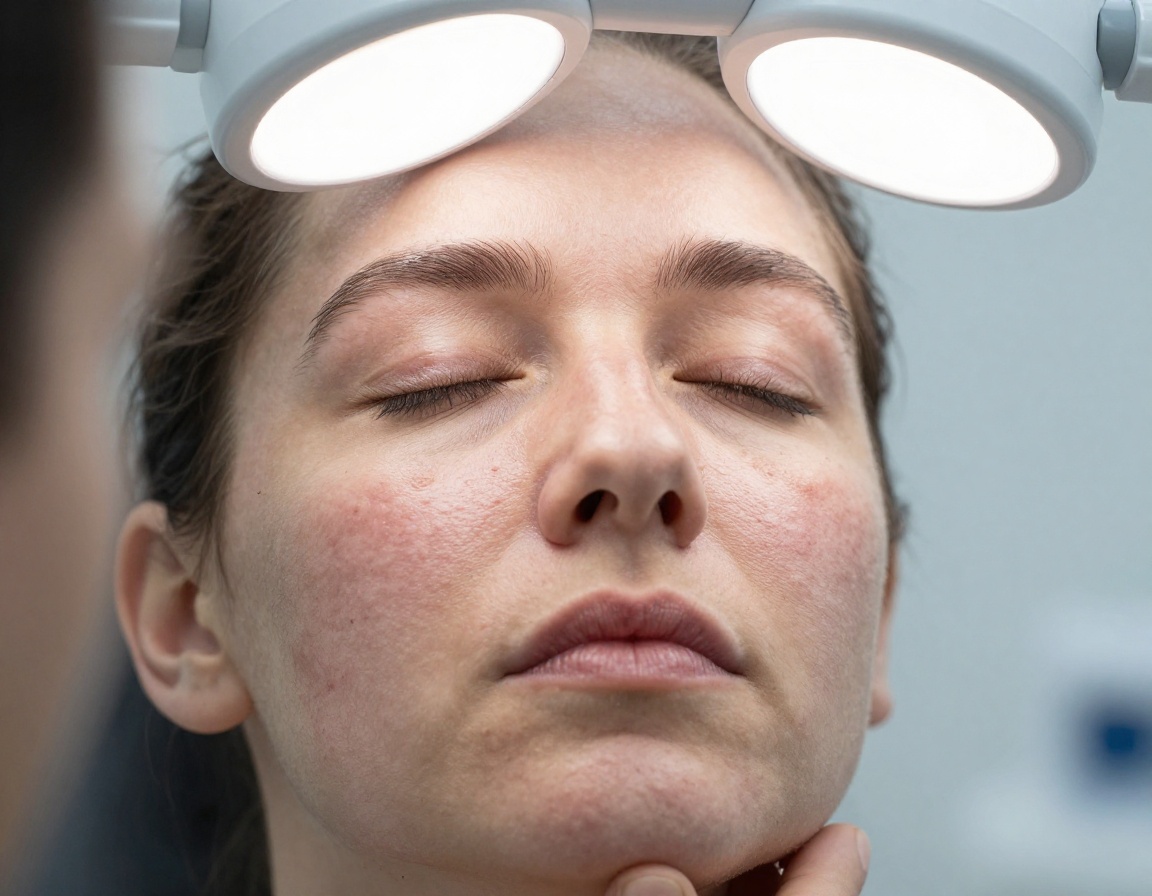 Pre-treatment clinical documentation showing atrophic scarring and epidermal dyschromia