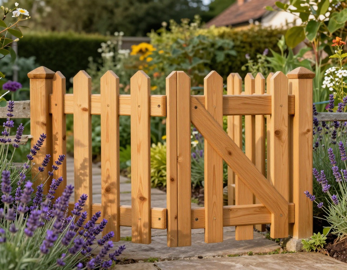 Hand-built close-board cedar timber fence alongside a lush garden border