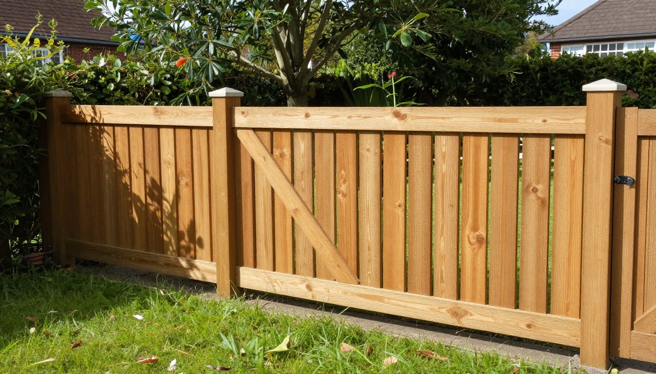 Close-board cedar fencing in a landscaped garden