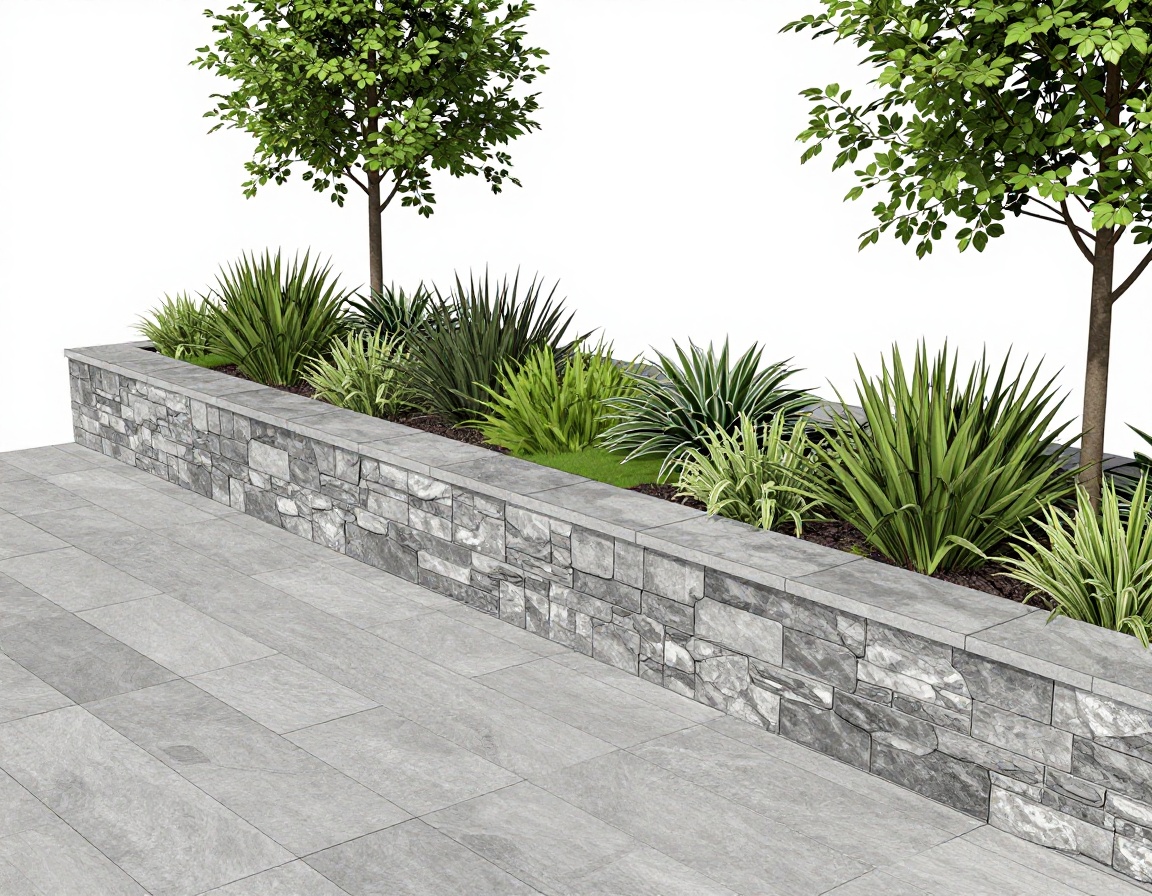 Architectural 3D model render of modern landscape design