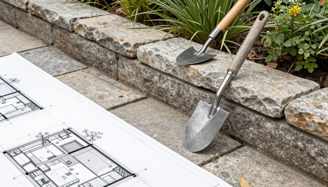 Architectural landscape plan on stone