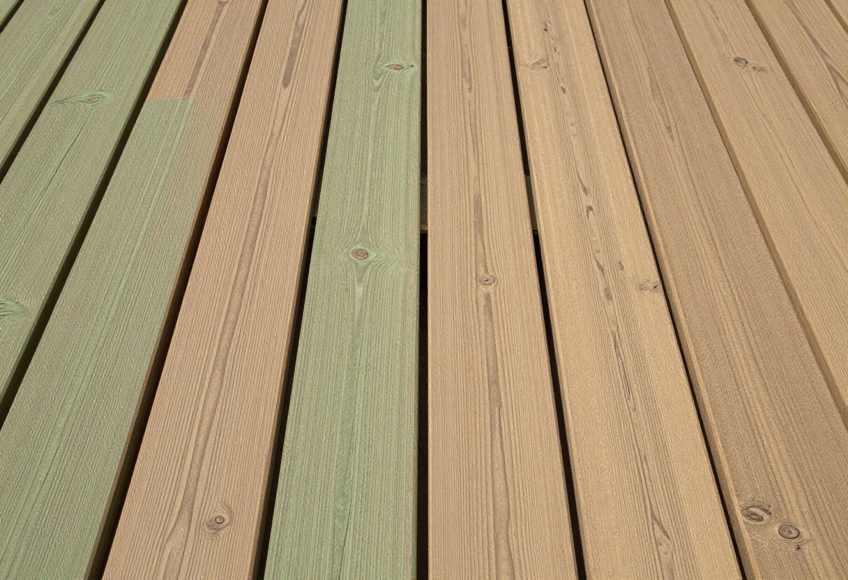 Decking wood grain restoration before and after deep sanitizing pass