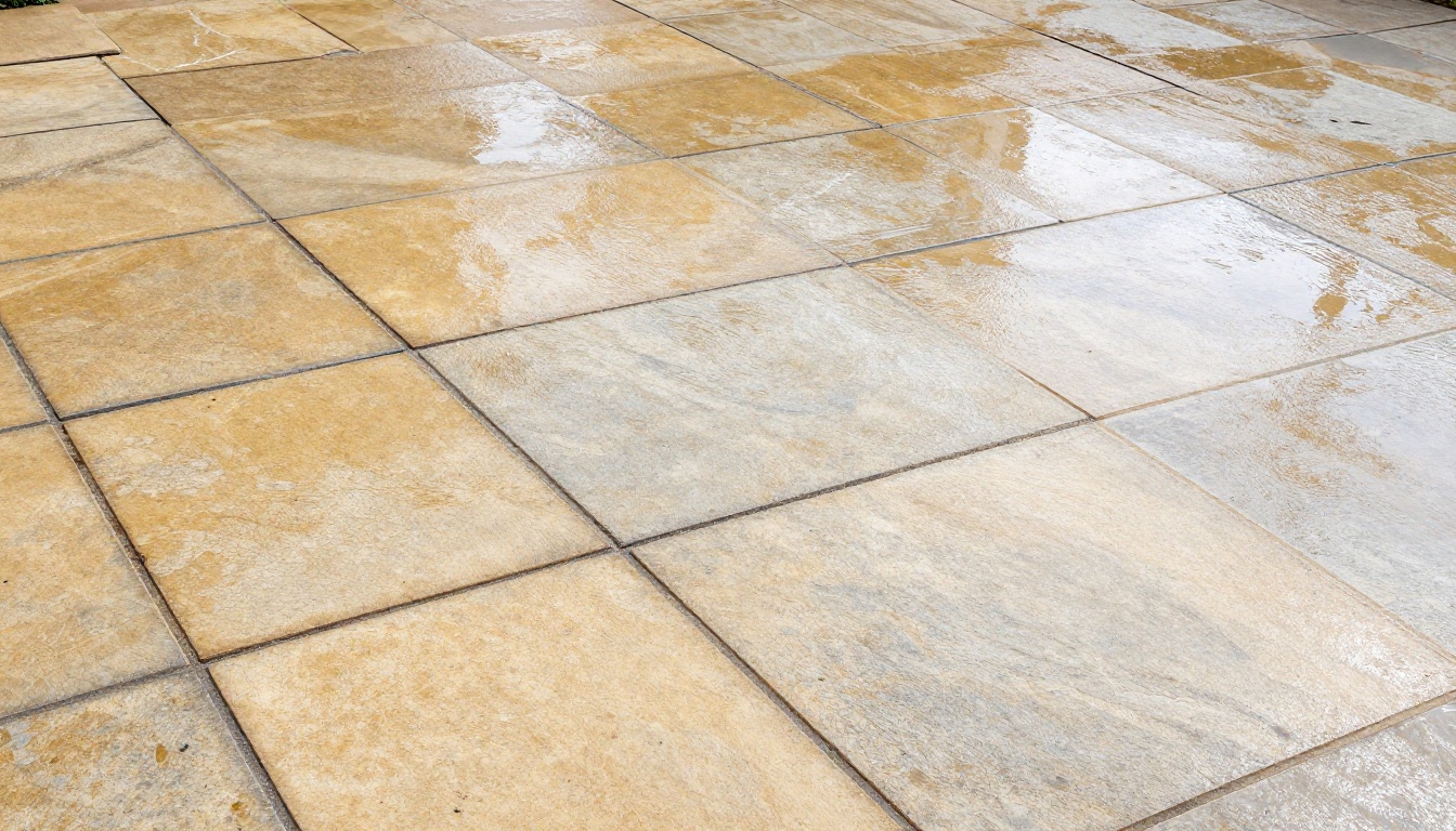 Vibrant naturally colored Indian sandstone flags after chemical dissolution and low-pressure extraction