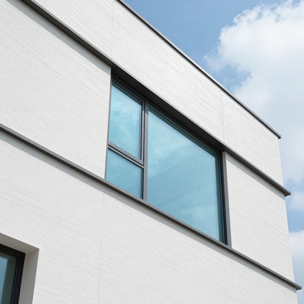 Close-up detail of sanitized bright white exterior render