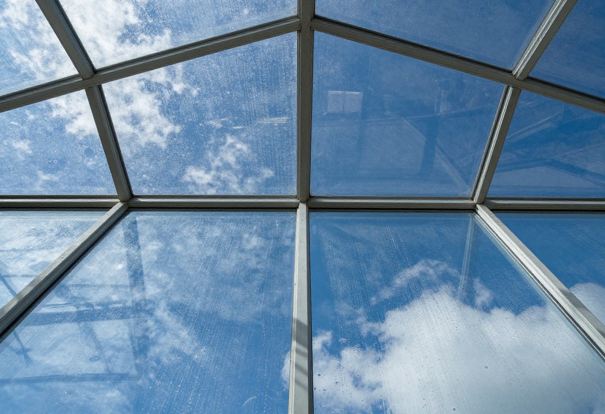 Conservatory roof cleaned with pure de-ionised water