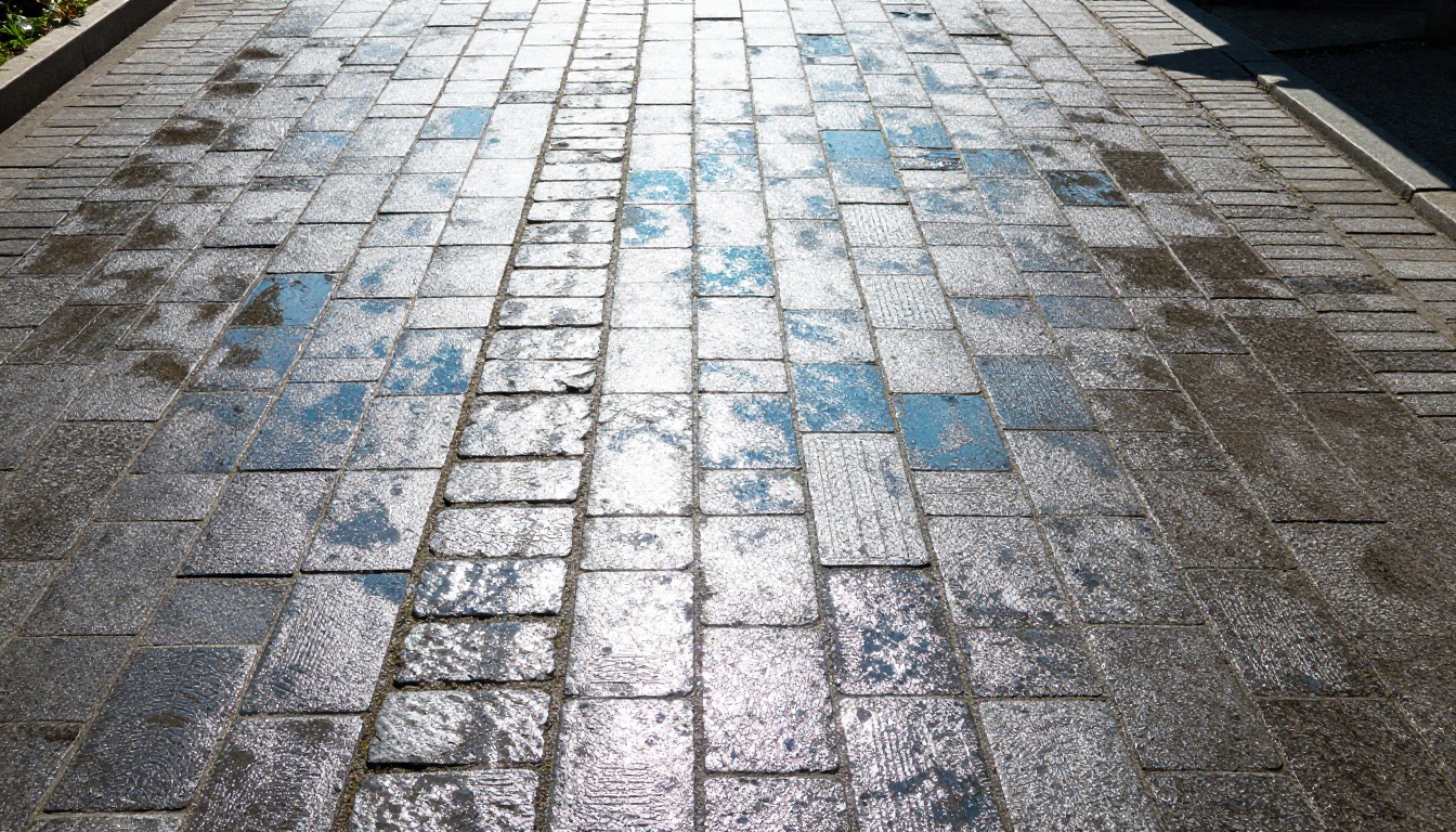 Restored block paving driveway after rotary surface cleaning and kiln-dried re-sanding
