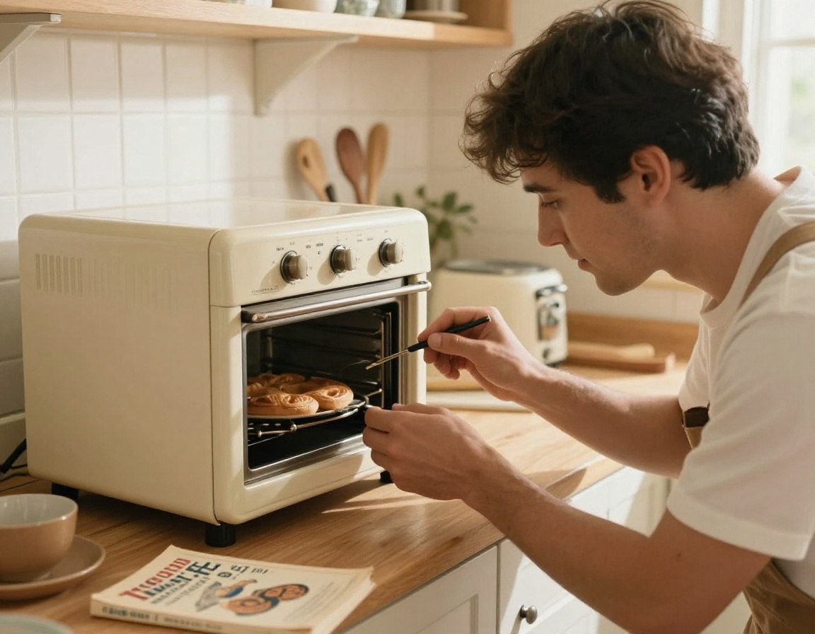 Homefix technician repairing a kitchen oven with care and precision
