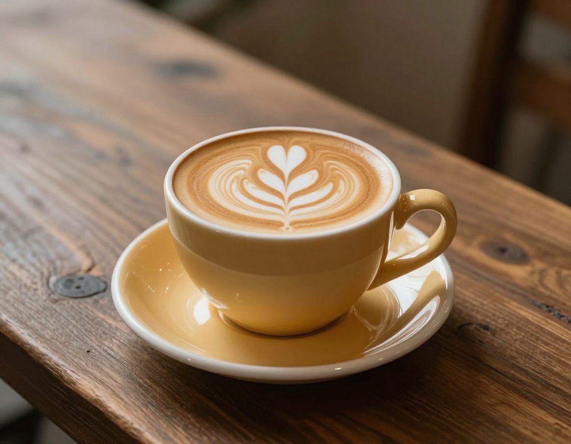 Cortado in amber ceramic cup