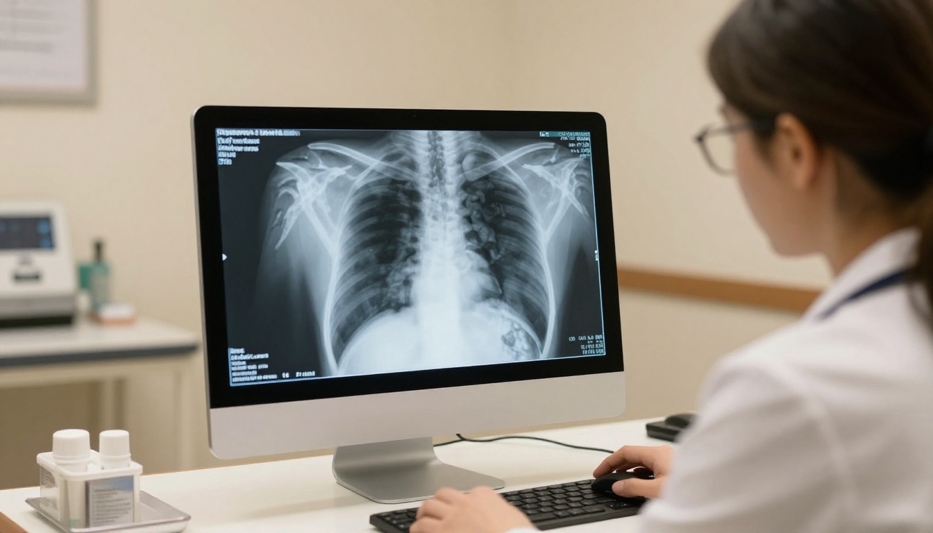 Veterinary team analyzing diagnostic digital imaging
