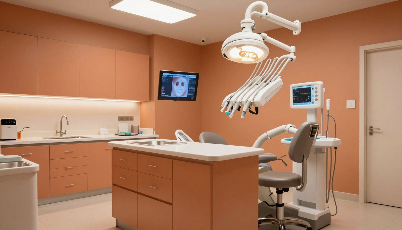 Veterinary dental suite with modern monitoring equipment