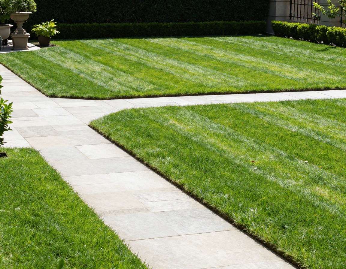 Pristine lawn featuring razor-sharp alternating mower stripes